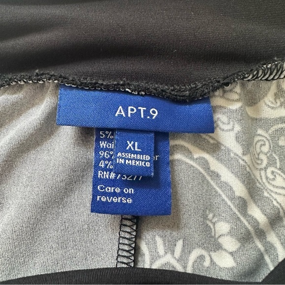 Apt. 9 Y2K Asymmetrical Paisley Midi Skirt. Black and White. Size: XL - Picture 4 of 5